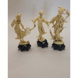 Plastic Asian Chinese Figurines by NORLEANS Made in Italy Set of 3